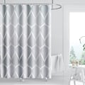 Miniatyrbilde 1 av 5: Dusjforheng, 72 x 72 tommer, slitesterkt, vanntett dusjforheng i stoff med rustfrie metallmaljer og 12 - grå