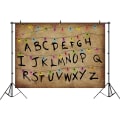 Miniatyrbilde 2 av 3: Stranger Fotobakgrunn Rustikk Alfabet Fargerike Lys Bakgrunn Barn Bursdagsfest Dekorasjoner Forbruksvarer Kakebord Banner Fotobanner 7x5ft