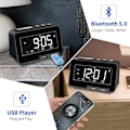 Miniatyrbild 2 av 5: K5 Bluetooth-väckarklockradio, USB-spelare, steglös dimmer, dubbla separata larm med helgläge, sömntimer, USB C-laddare, batteribackup