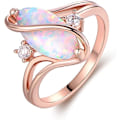 Pikkukuva 1 / 4: Plated Created Ruby, White Fire Opal & Cubic Zirconia Accents Ring
