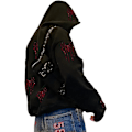 Miniatyrbilde 3 av 5: Kvinners Full Zip Up Hoodie Halloween Langærmet Grafisk Jakke Goth Genser Jente Streetwear（Størrelse：L）