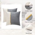 Miniatyrbillede 4 af 5: En pakke med 2 dekorative pyntepuder i velour, guld læder firkantede bløde ensfarvede pudebetræk, sofa pudebetræk 18 X 18 tommer grå