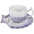 Pikkukuva 1 / 5: Keraaminen kahvimuki aluslautasella, luova helmiäiskuppi, söpöt kahvimukit toimistoon ja kotiin, 6,5 oz/200 ml teelle, lattelle, maidolle (gradientti violetti)