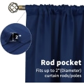 Miniatyrbilde 4 av 5: od Pocket Hvite Gardiner for Stue - Termisk Isolerte Vindusbehandlingsgardiner for Soverom, 2 Paneler, 52 x 63 Tommer