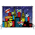Pikkukuva 2 / 5: 8x6ft Supersankarijuhlatausta Super Hero Syntymäpäivätausta Super City Skyline Rakennukset Syntymäpäivätaustat Lapsille (8X6)