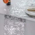 Miniatyrbild 3 av 5: Silver bordslöpare, Sequin Glitter Foil Metallic Silver Thin Mesh bordslöpare Rulle 11\"x108\", Silver bordsdekorationer