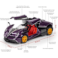 Pikkukuva 4 / 5: 1:24 Simulaatio Pagani Seosauto Malli Ääni ja Valo Veto Takaisin Urheiluauto Die Casting Seoslelu Poika Kokoelma Koriste Lahja