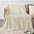 Miniatyrbillede 2 af 4: Fleece tæppe - 3D ribbet jacquard dekorativt gult tæppe til sofa og seng, let varmt hyggeligt blødt fuzzy tæpper 50x60 tommer