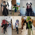 Pikkukuva 5 / 5: Lohikäärmeasu lapsille pojille ja tytöille, CRTEPST Lohikäärmeen siipi, häntä, naamiosetti, Halloween-dinosauruksen cosplay-setti lapselle (punainen)