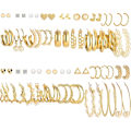 Miniatyrbillede 1 af 4: 36 par guld øreringe sæt til kvinder piger, mode perle kæde link stud drop dangle øreringe multipack hoop øreringe pakker, allergivenlige øreringe