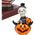 Miniatyrbild 1 av 5: Halloween-dödskallelampa - Halloween-dödskallelykta - Bärbar LED-pumpa-lykta för bar, utomhus, trädgård