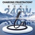 Miniatyrbilde 9 av 11: 2-i-1 Usynlig Stativ Ladekabel, Multiladekabel med Type C Multi-Vinkel Justerbart Stativ, 240W Hurtiglading C til C