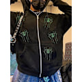 Miniatyrbilde 2 av 5: Kvinners Full Zip Up Hoodie Halloween Langærmet Grafisk Jakke Goth Genser Jente Streetwear（Størrelse：M）