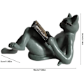 Miniatyrbillede 2 af 5: Harpiks Katteskulptur, Sød Læsende Bog Kat Statue, Harpiks Ornamenter med Briller, Dekorativ Kat Statue til Hjem Stue Kontor