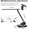 Miniatyrbillede 5 af 5: LED-skrivebordslampe med trådløs oplader, USB-opladningsport, justerbar foldbar bordlampe med ur, alarm, dato, temperatur, 5-trins dæmpbar