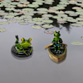 Miniatyrbillede 3 af 4: Flydende frøstatue i harpiks, frøstatue til haven, flydende damdekoration, frøskulptur til haven, dammen, gården