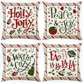 Miniatyrbild 1 av 5: Jul kuddfodral Jultomten Snögubbe Örngott God Jul Låt Det Snöa Kuddfodral, 18 x 18 tum, 4-pack