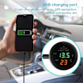 Miniatyrbilde 4 av 5: 2025 Ny bil voltmeter, 3 i 1 12-24V biltermometer bil USB-lader voltmeter med LCD digitalt displaypanel