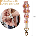 Miniatyrbild 3 av 5: Macrame Daisy Wristlet Keychain, Söt Blomster Nyckelkedjor för Kvinnor Flickor Boho Handgjord Handled Rem Nyckelkedjor