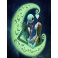Miniatyrbild 1 av 5: 5D DIY Diamantmålning efter nummer-kit för vuxna, The Nightmare Before Christmas Halloween Jack och Sally med måne, 11,8 x 15,7 tum