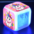 Miniatyrbild 1 av 4: Enhörning Digitala Växande Klockor, 7 Färgförändrande LED LCD Kub Med Ljus Barn Växande Klockor, Sängbord Födelsedagspresent Flicka Pojke Kvinnor Vuxen Sovrum