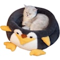 Miniatyrbild 1 av 5: Kattbäddar för inomhuskatter, rund fluffig munk lugnande husdjursbädd, pingvinformad söt kattbädd, mjuk kattbäddskudde, liten kattbädd, hundbäddar för små hundar