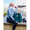 Miniatyrbild 3 av 5: Kordväv Tote Bag för Kvinnor Flickor Stor Återanvändbar Bärväska med Innerficka A-Svart