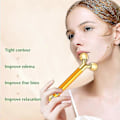 Miniatyrbillede 3 af 5: 2 I 1 Elektrisk Ansigtsmassager Beauty Stick 24k Guld Ansigtsmassager, 3d Rulle Og T-formet Ansigtsrulle Massager