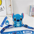 Miniatyrbild 4 av 5: Stitch axelväska myntväska mini myntbörs liten väska tecknad silikonväska för flickor pojkar kvinnor, inklusive Stitch nyckelring bästa present