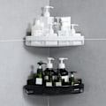 Miniatyrbillede 5 af 5: 2 stk. badeværelseshjørnehylde, slagfri badeværelseshylde-stativ, opbevaringshylder til toiletter, badeværelser og køkkener (hvid)
