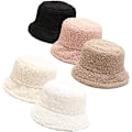 Miniatyrbillede 3 af 5: Vinter Plys Fuzzy Bucket Hat Kunstig Pels Shearling Fiskerhatte til Kvinder
