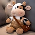 Miniatyrbillede 1 af 5: Bedårende plysset ko bamse floppy malkekvæg 12'' blødt plysdyr sød fødselsdag småbørn lysebrun sovende plys krop pude