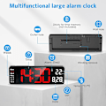 Miniatyrbild 4 av 5: Digital klocka, 13\" stor display digital väggklocka för vardagsrumsdekor, LED stor väggklocka med fjärrkontroll, timer, 12/24H