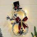 Miniatyrbillede 1 af 5: Juledekoration Rattan Guirlande Deco Med LED, Snemand Form, Kunstig Juleguirlande, Indendørs Og Udendørs Juledekorationer, Jul De