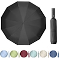 Miniatyrbillede 1 af 6: Maibar paraply vindtæt stærk kompakt 24 ribber vandtæt paraply foldbar rejseparaply vindtæt parasol til mænd og kvinder Obsidian Black