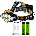 Miniatyrbild 1 av 5: 10000ML 8LED pannlampa, COB rött/vitt ljus superljus strålkastare USB uppladdningsbar för utomhus nattfiske, vandring, camping (1 SET)