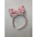 Miniatyrbillede 2 af 4: Sød juletema-hovedbøjle, sød sløjfe-hovedbøjle og rensdyrgevir-hovedbøjle (Pink Ribbon Headband L1)