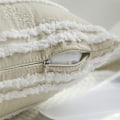 Miniatyrbillede 3 af 5: Boho dekorative pudebetræk, neutrale stribede pudebetræk 24X24 sæt af 2, khaki bomuldslinned pudebetræk til sofa stue.