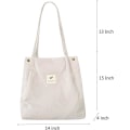 Miniatyrbild 4 av 5: Kordväv Tote Bag för kvinnor flickor Stor återanvändbar bärväska med innerficka A-Svart