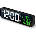 Miniatyrbillede 1 af 5: Digitalt stort display vækkeur til stue soveværelse indretning LED elektronisk dato temp display væg elektriske ure automatisk lysstyrke dæmper