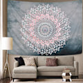 Miniatyrbild 2 av 5: Mandala Vägg Gobeläng Lotus Indisk Gobeläng Bohemian Orientalisk Gobeläng Blomma Vägg Dekoration GråRosa
