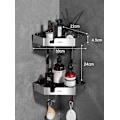 Miniatyrbillede 2 af 5: 304 Rustfrit Stål Hjørnehylde Badeværelse Perforeringsfrit Stativ Opbevaring Hylde Toiletstation Hjørneopbevaring Hylde