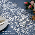 Miniatyrbillede 2 af 5: Sølvbordsløber, Sequin Glitter Foil Metallic Sølv Tynd Mesh Bordsløberrulle 11\"x108\", Sølvbordsdekorationer