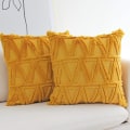 Miniatyrbillede 1 af 5: Plys Short Wool Velvet Pudebetræk Luksus Style Pudebetræk Kunstig Pels Fluffy Sofa Pudebetræk 2 stykker 18 x 18 tommer Gul