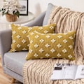 Miniatyrbilde 1 av 5: Set med 2 dekorative pynteputeretrek Rhombic Jacquard putetrekk Myk rektangulær putetrekk 12x20 tommer, Gul