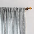 Miniatyrbillede 2 af 4: Bohemian Style Soveværelse Broderede Stribede Landhus Gardiner 84 Tommer Lange 2 Stykker Sæt Blå Linned Gardiner( B 132,08 cm x L 160,02 cm, Blå )