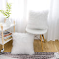 Miniatyrbild 4 av 5: Set med 2 vita dekorativa fluffiga kuddfodral Nya lyxserie Merino Style Faux Fur Throw Pillow Covers Square Fuzzy Cushion Case 18x18 tum