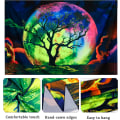 Miniatyrbilde 4 av 5: Svartlys Måne Gobelin Trippy Galakse Skyer Gobelin Tre Gobelin UV Hav Sjø Vegg Gobelin Fargerik Stjernehimmel Gobelin Vegg Henger for Soverom