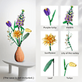 Miniatyrbillede 3 af 5: Mini Bricks Blomsterbuket Byggesæt, Kunstige Blomster, DIY Unik Dekoration Hjem, 534 Dele Botanisk Samling