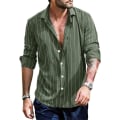 Miniatyrbild 1 av 2: Herrar Lapel Cardigan Skjorta - Långärmad Skjorta Grön Randig Tryckt Knapp Ner Blus Höst Plus Storlek Kläder För Semesterfest Kläder (Storlek: 4XL) Green 4XL